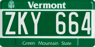 VT license plate ZKY664