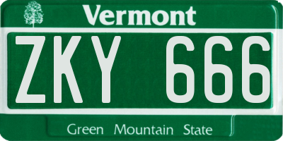 VT license plate ZKY666