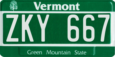 VT license plate ZKY667