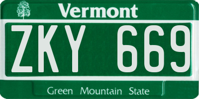 VT license plate ZKY669
