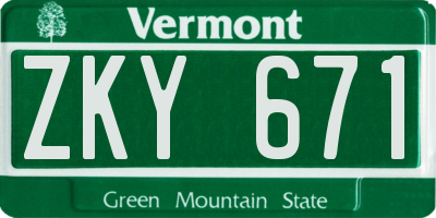 VT license plate ZKY671