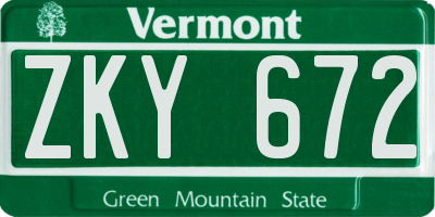 VT license plate ZKY672