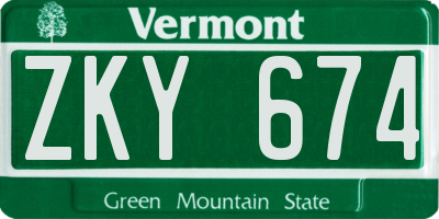 VT license plate ZKY674