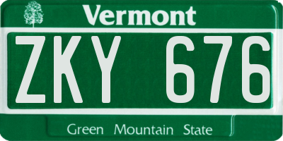 VT license plate ZKY676