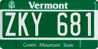 VT license plate ZKY681