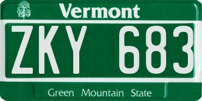 VT license plate ZKY683