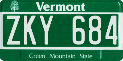 VT license plate ZKY684