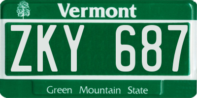 VT license plate ZKY687