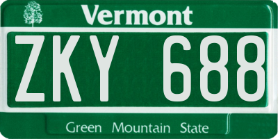 VT license plate ZKY688