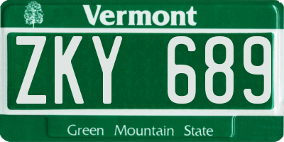 VT license plate ZKY689