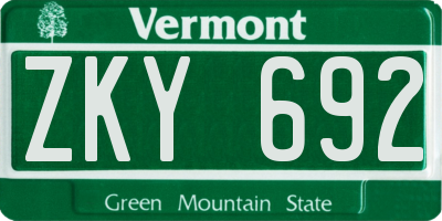 VT license plate ZKY692