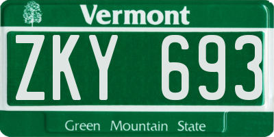 VT license plate ZKY693