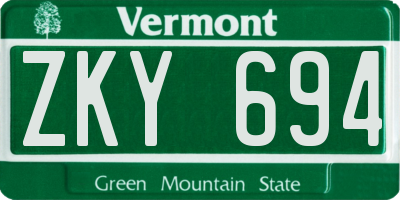 VT license plate ZKY694