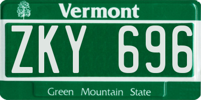 VT license plate ZKY696