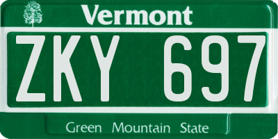 VT license plate ZKY697
