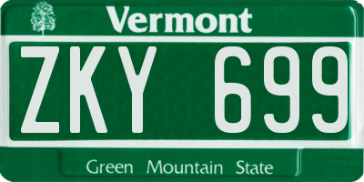 VT license plate ZKY699