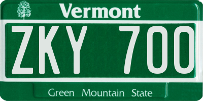 VT license plate ZKY700