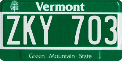 VT license plate ZKY703