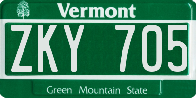 VT license plate ZKY705