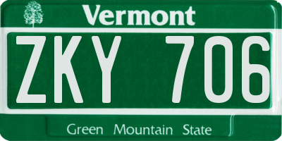 VT license plate ZKY706
