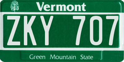 VT license plate ZKY707