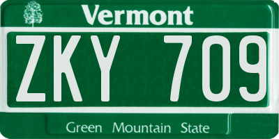 VT license plate ZKY709
