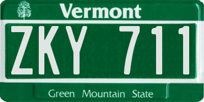 VT license plate ZKY711
