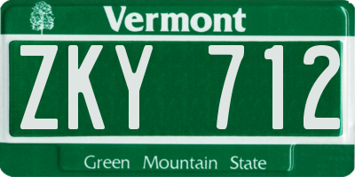 VT license plate ZKY712