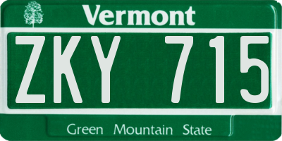 VT license plate ZKY715