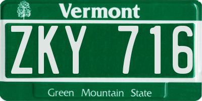 VT license plate ZKY716
