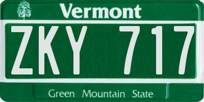 VT license plate ZKY717
