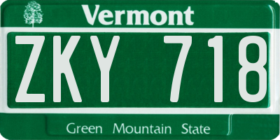 VT license plate ZKY718