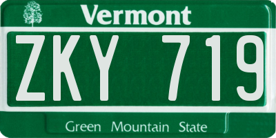 VT license plate ZKY719
