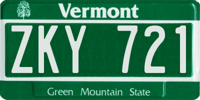 VT license plate ZKY721