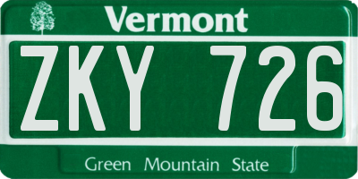 VT license plate ZKY726