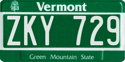 VT license plate ZKY729