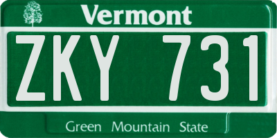 VT license plate ZKY731