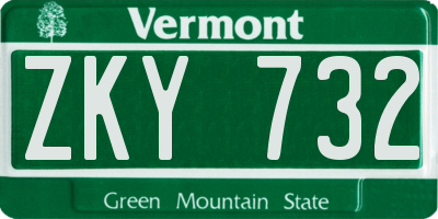 VT license plate ZKY732