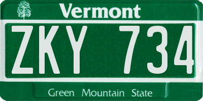 VT license plate ZKY734