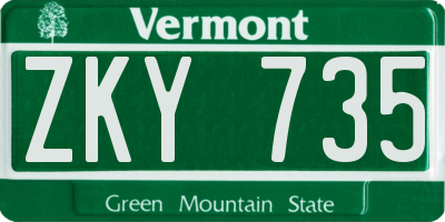 VT license plate ZKY735