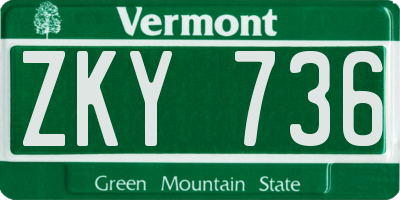 VT license plate ZKY736