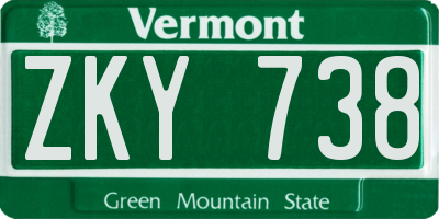 VT license plate ZKY738