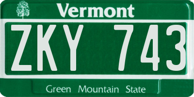 VT license plate ZKY743