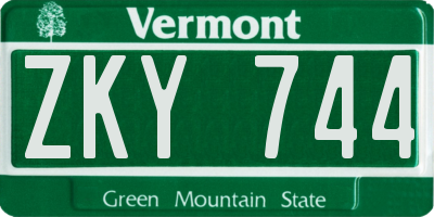 VT license plate ZKY744