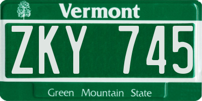 VT license plate ZKY745