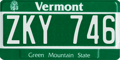 VT license plate ZKY746