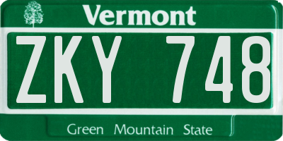 VT license plate ZKY748