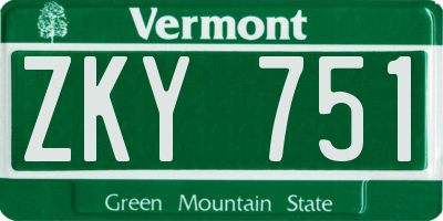VT license plate ZKY751