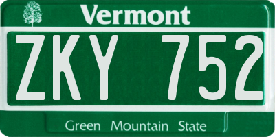 VT license plate ZKY752