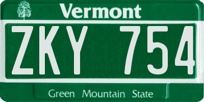 VT license plate ZKY754